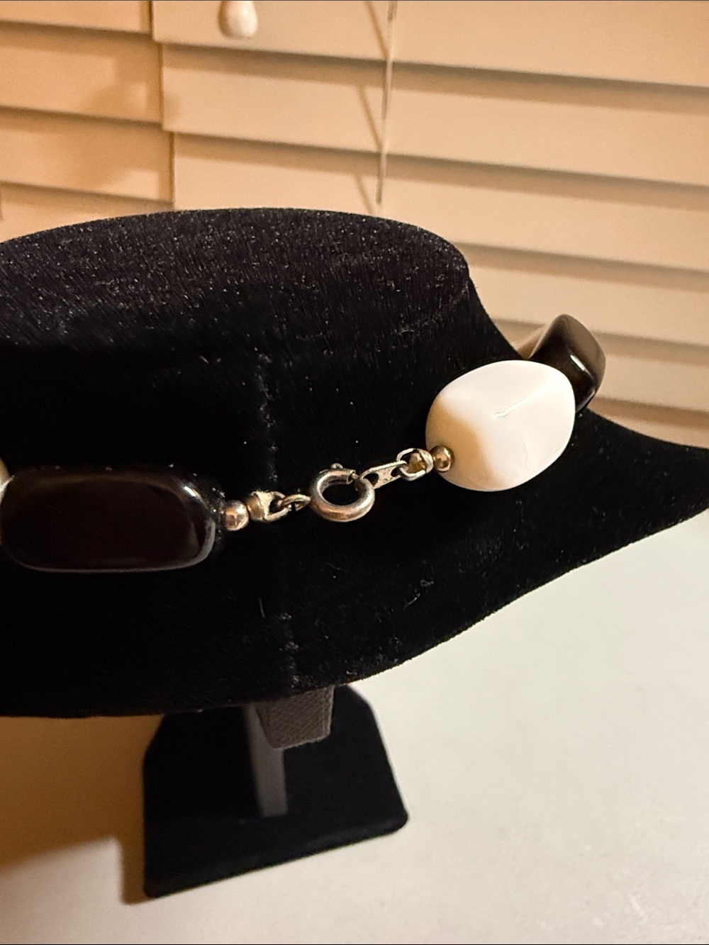 Black and White Beaded Statement Necklace - Elegant Contrast - Picture 2 of 3